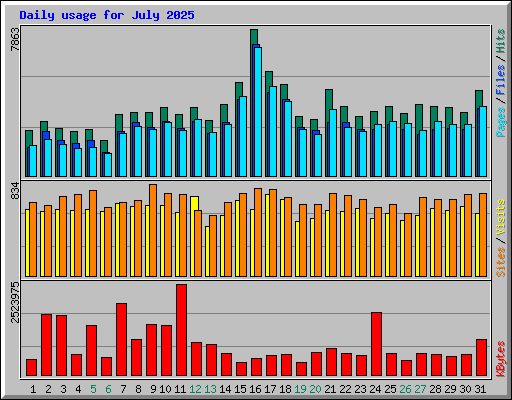 Daily usage for July 2025