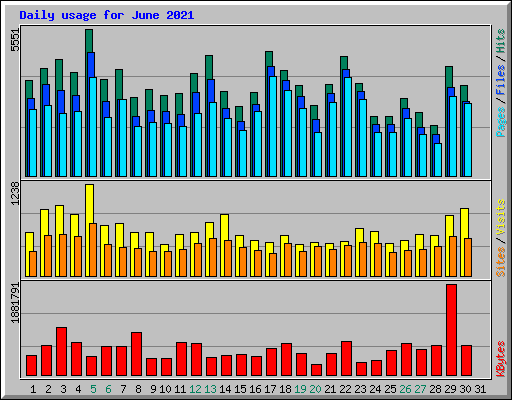 Daily usage for June 2021