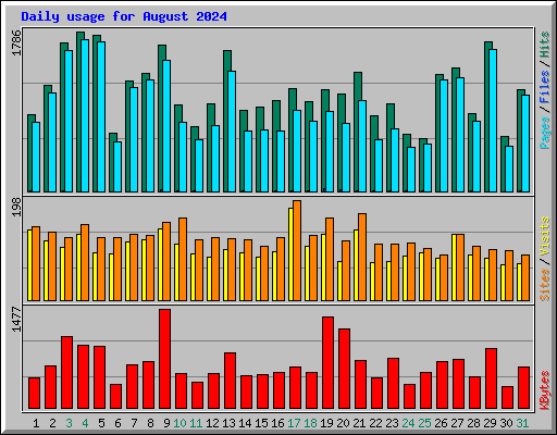 Daily usage for August 2024
