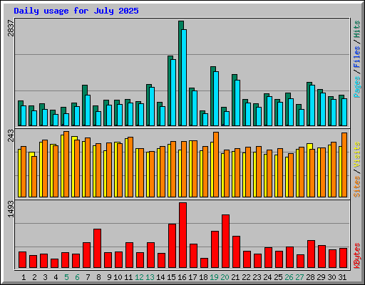 Daily usage for July 2025