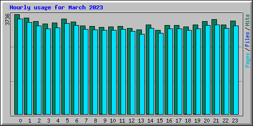Hourly usage for March 2023